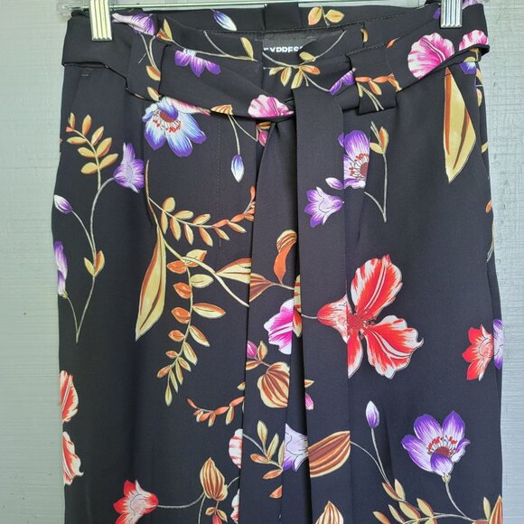 Express Floral Print High-Rise Ankle Trousers Pants. Size 0S - Picture 3 of 8